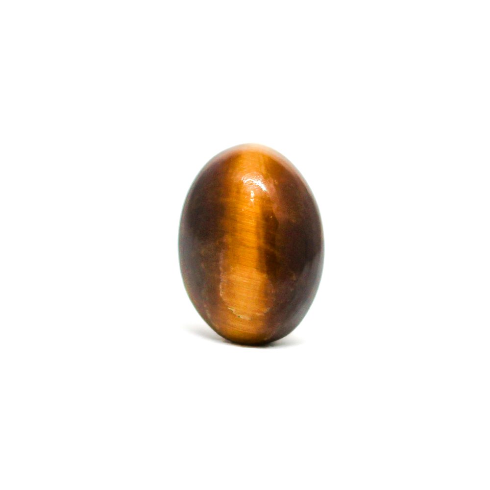 A close-up of a Natural Tiger Eye gemstone showcasing its golden-brown hues and chatoyant effect.