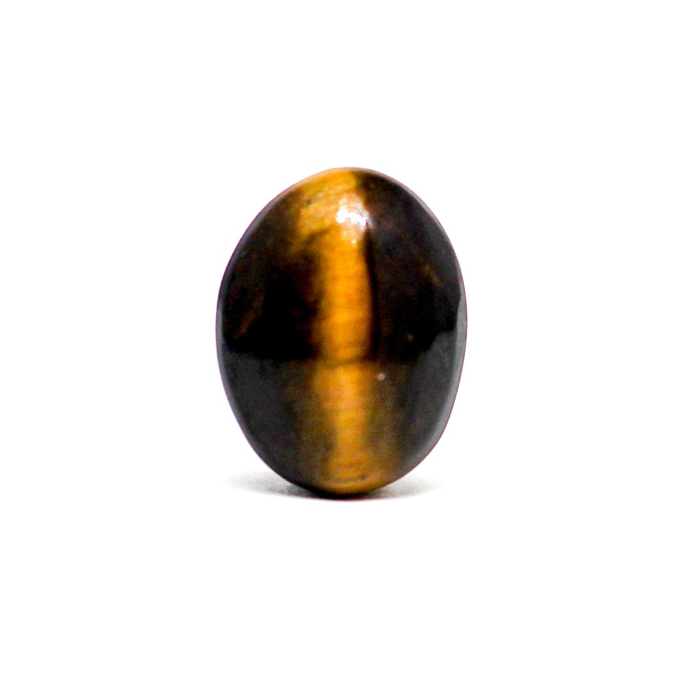 A close-up of a Natural Tiger Eye gemstone showcasing its golden-brown hues and chatoyant effect.