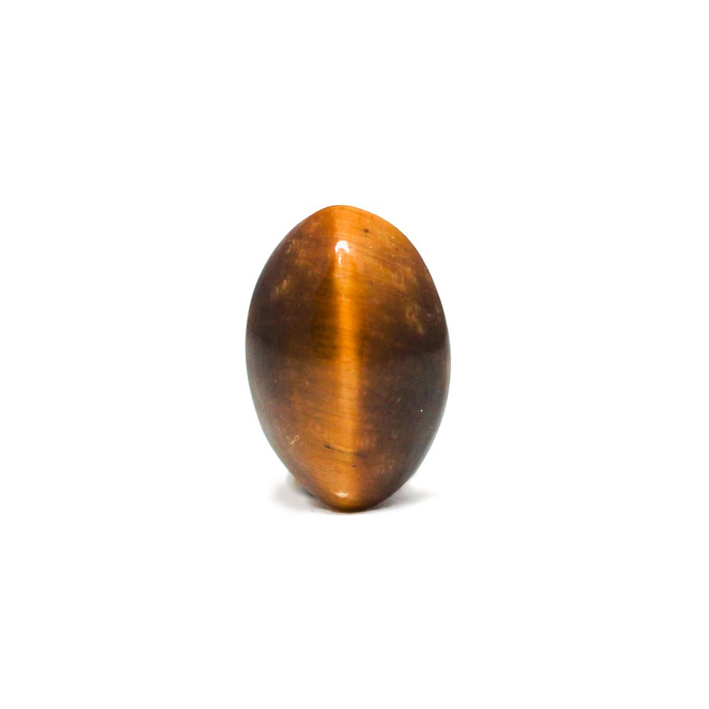 A close-up of a Natural Tiger Eye gemstone showcasing its golden-brown hues and chatoyant effect.
