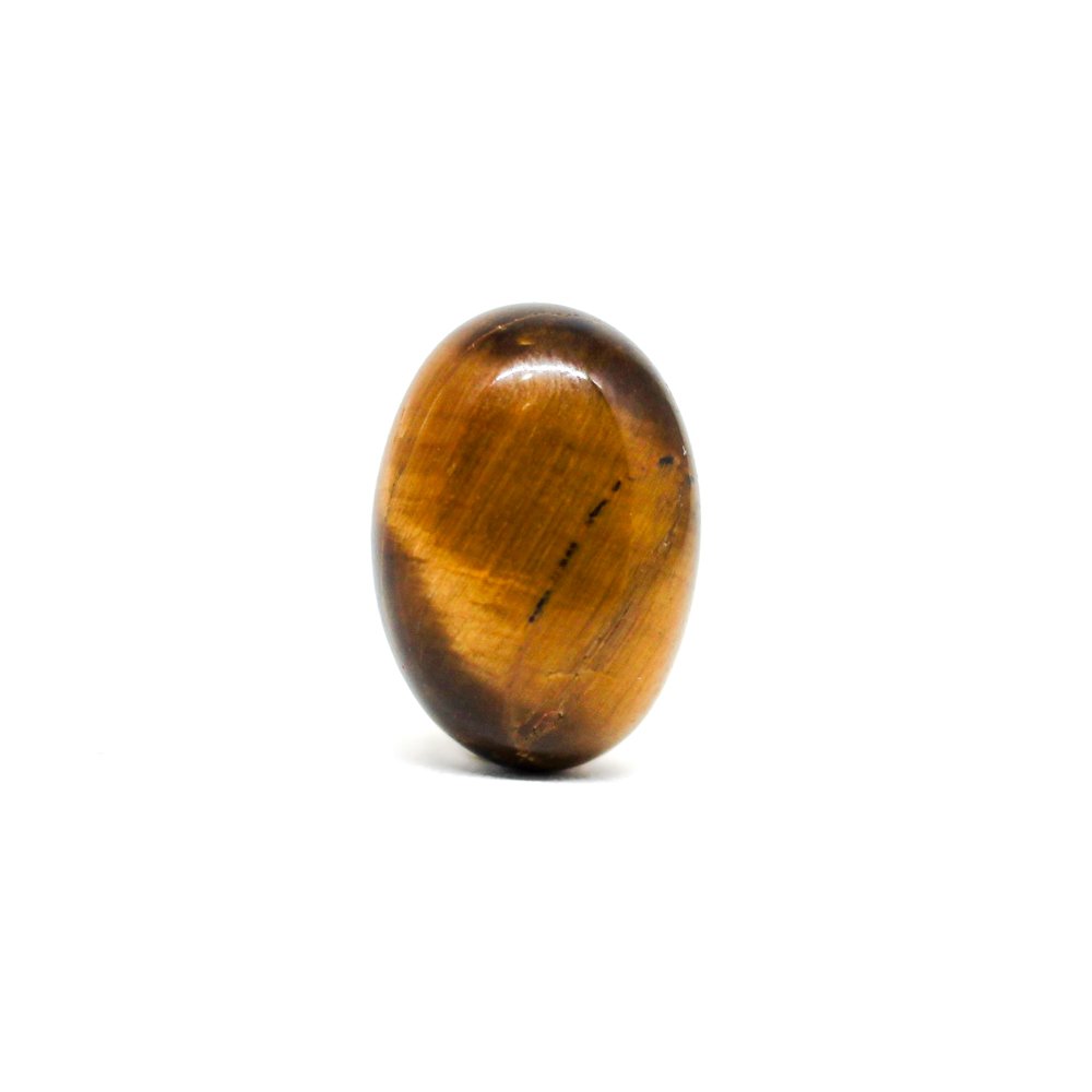A close-up of a Natural Tiger Eye gemstone showcasing its golden-brown hues and chatoyant effect.