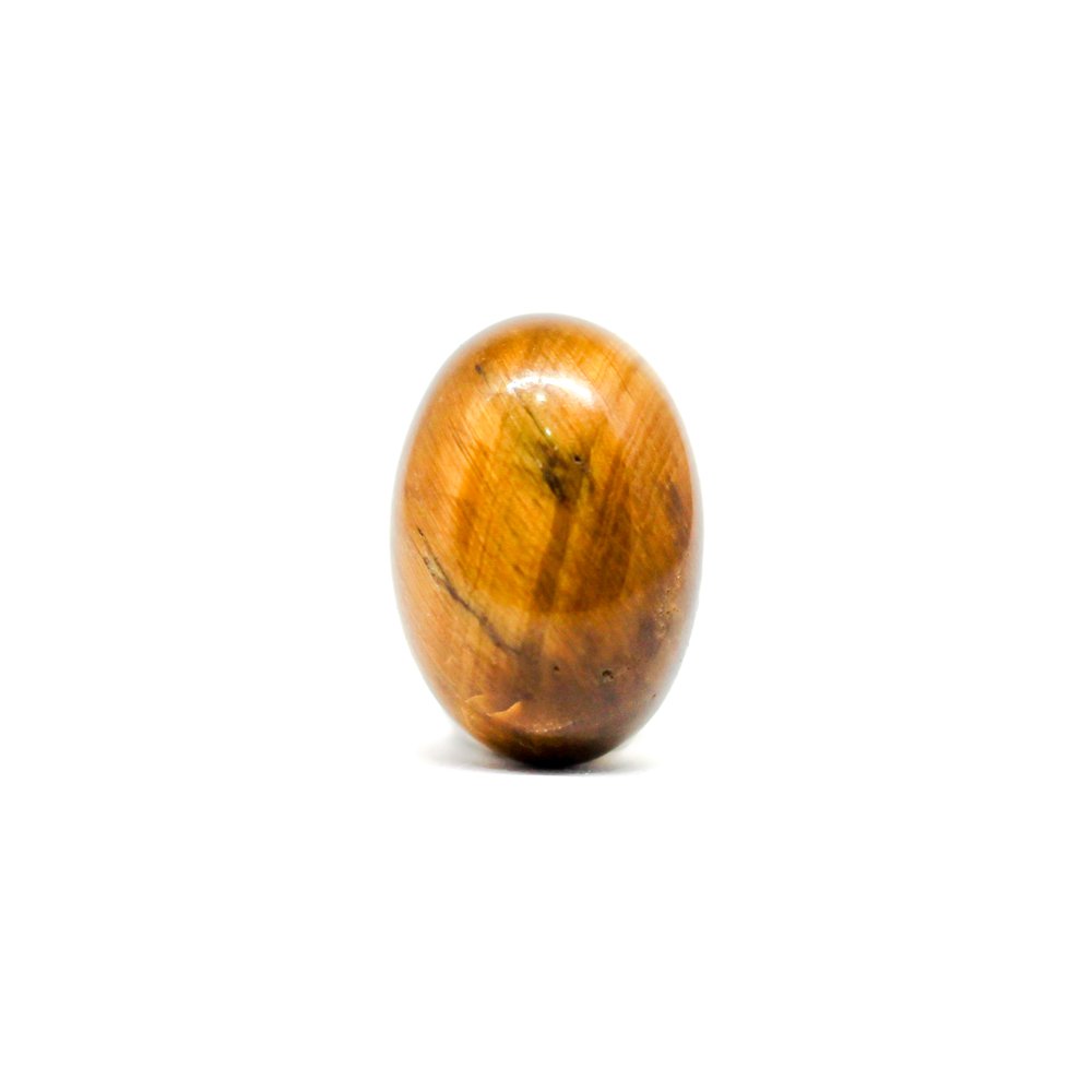A close-up of a Natural Tiger Eye gemstone showcasing its golden-brown hues and chatoyant effect.