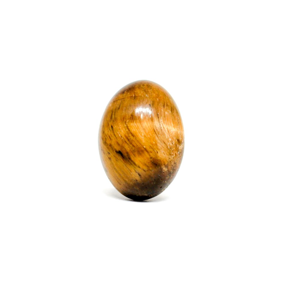 A close-up of a Natural Tiger Eye gemstone showcasing its golden-brown hues and chatoyant effect.