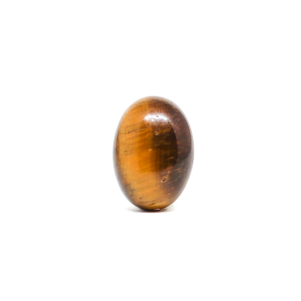 A close-up of a Natural Tiger Eye gemstone showcasing its golden-brown hues and chatoyant effect.