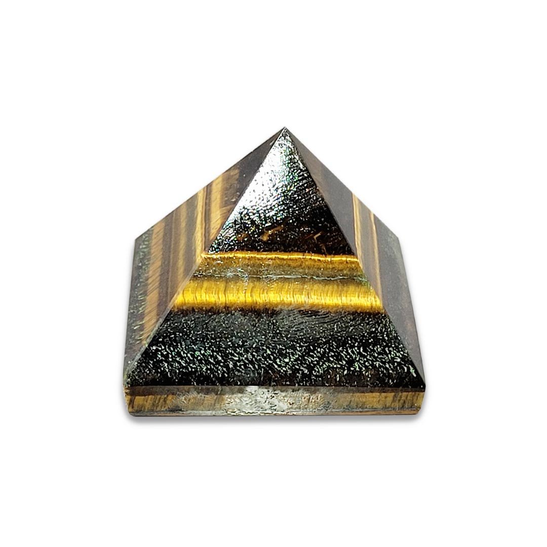 "Tiger Eye Pyramid – A powerful crystal pyramid symbolizing courage, focus, and protection."