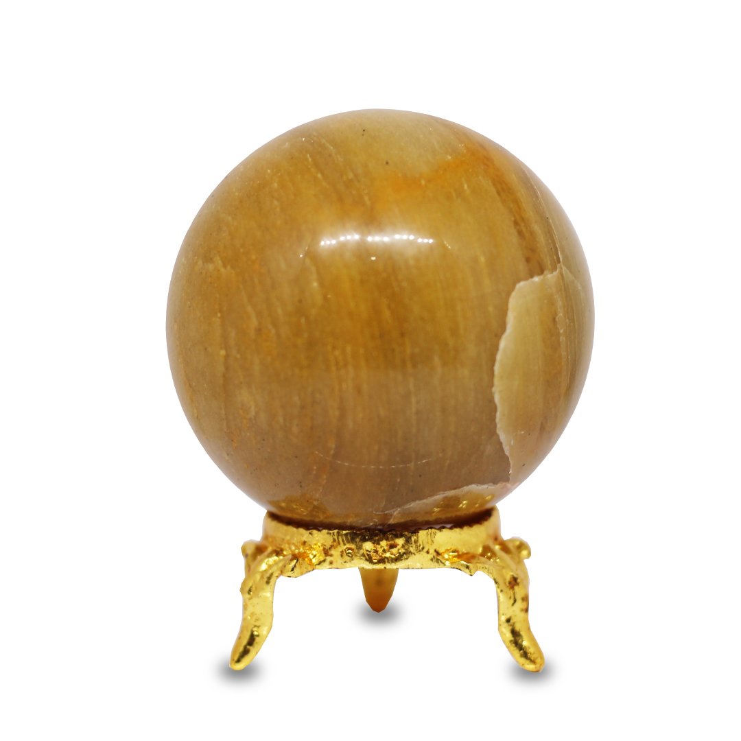 "Yellow Jasper Sphere Ball – A natural crystal for grounding, strength, and confidence."