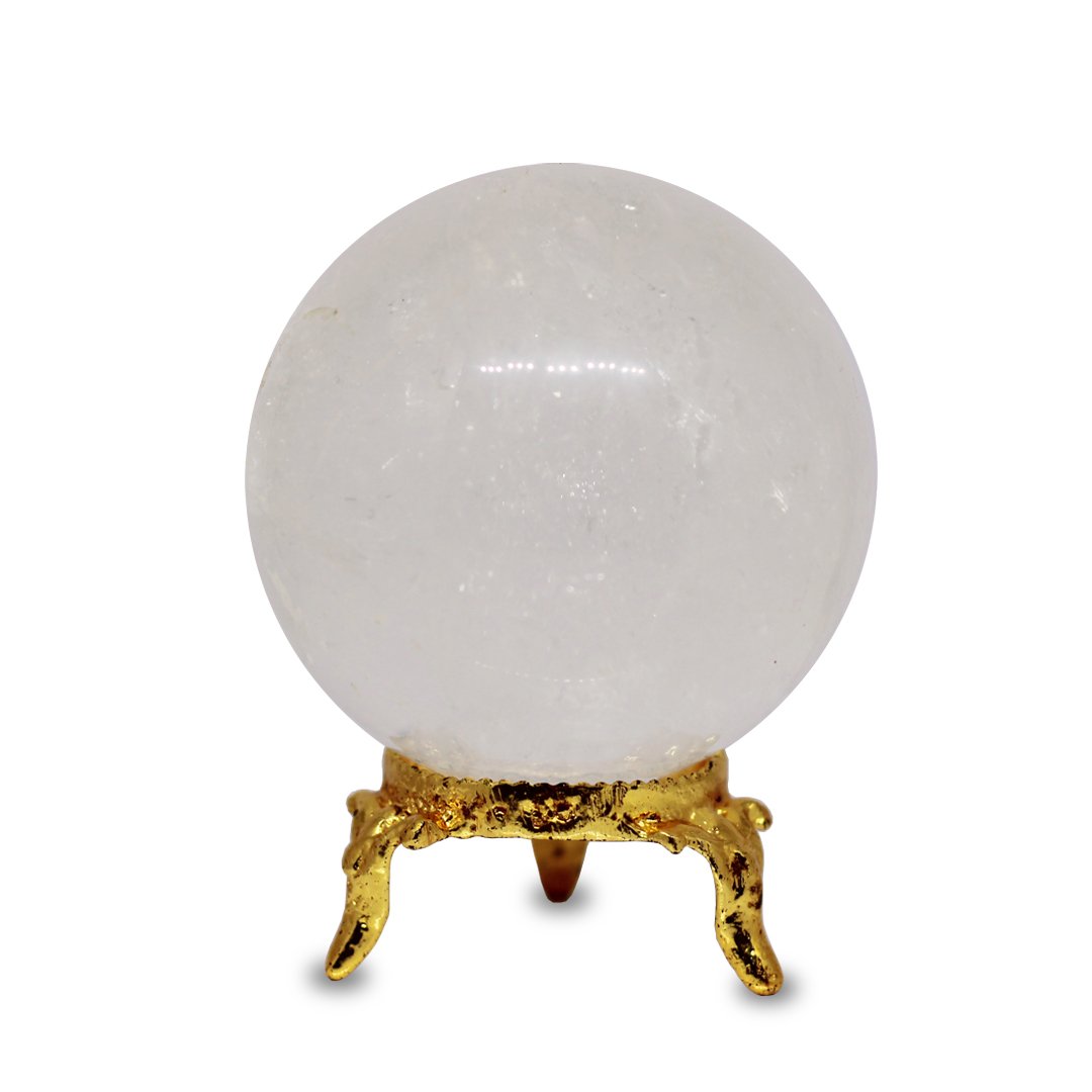 "Clear Sphatik (Crystal Quartz) Sphere Ball – A powerful energy amplifier that enhances clarity, balance, and spiritual healing."