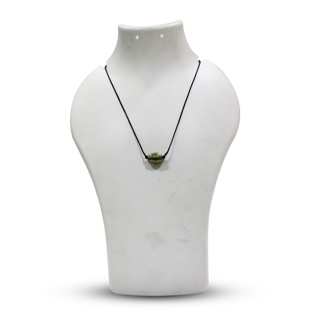 A Parad Pendant – Drum Shape, featuring a smooth metallic finish and spiritual significance.