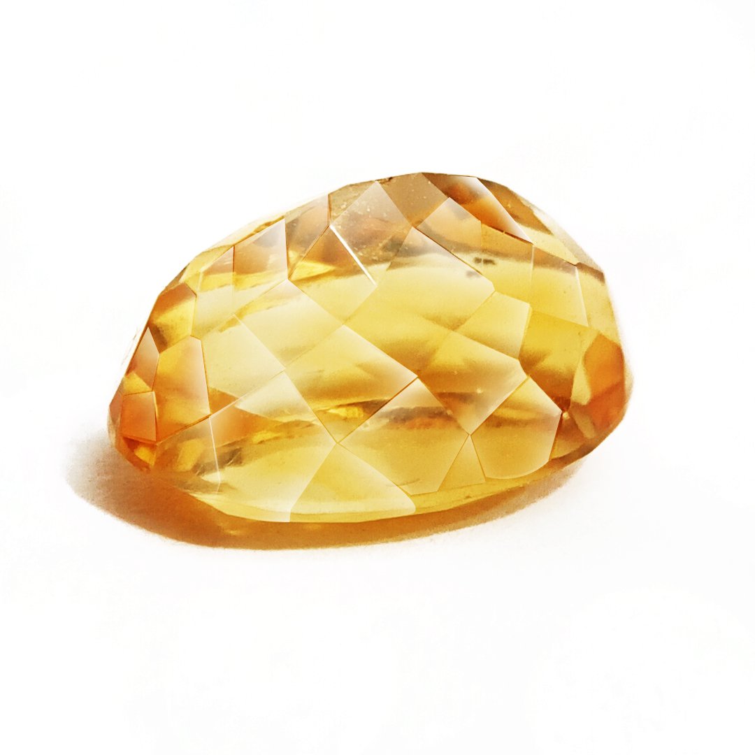 A close-up of a Natural Yellow Citrine gemstone with vibrant golden-yellow hues and sparkling clarity.